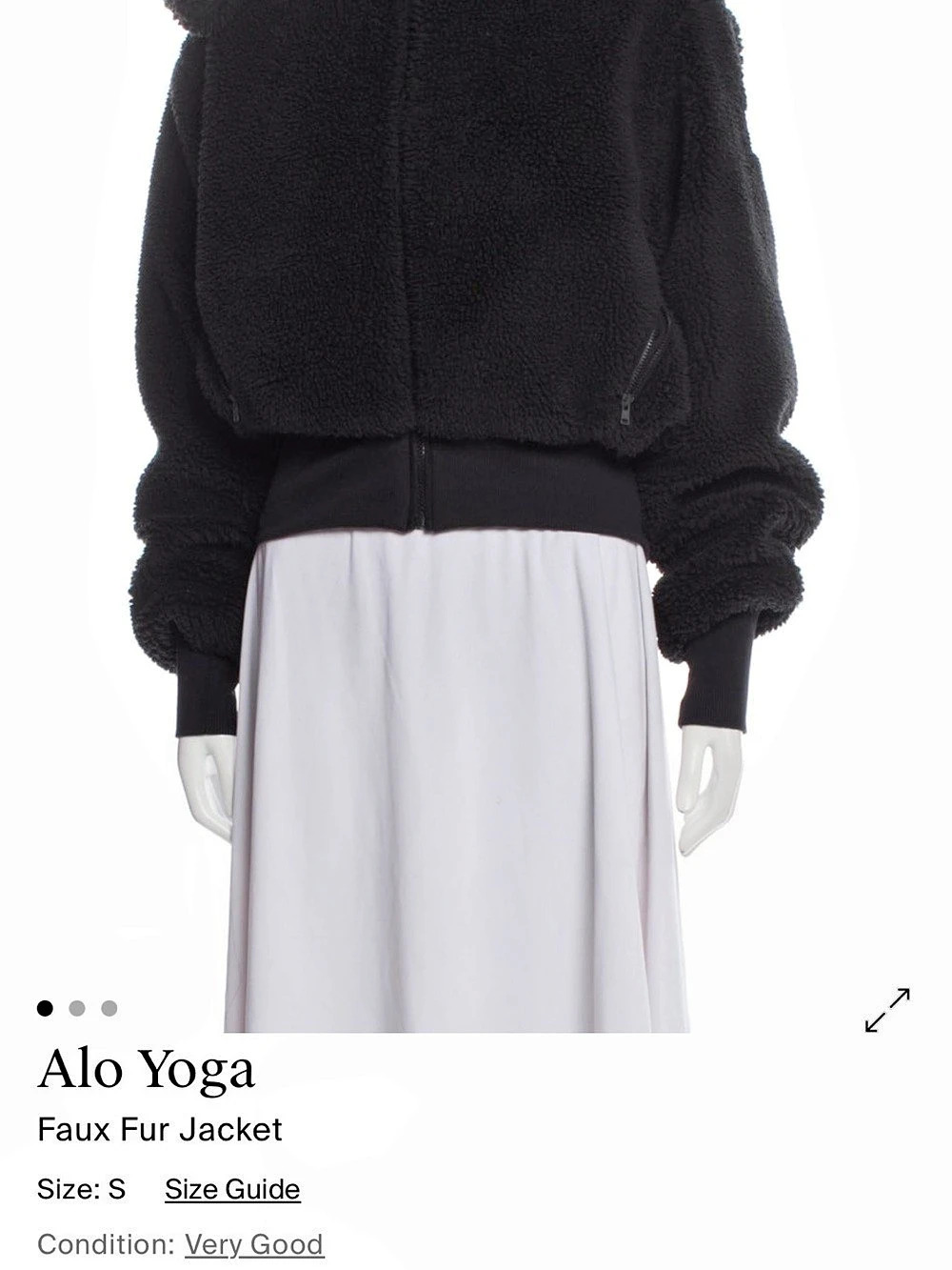 Alo Yoga Faux Fur Jacket Black Small purchase from the real real. No size tag bu
